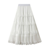 Wave Pleated Mesh Splicing Lace Skirt Cake Skirt_Cwbms0297