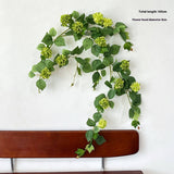 HYDRANGEA EUCALYPTUS VINE GARLAND WITH 14 BLOOMS_CWMM6518