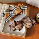 Plaid Bow Banana Hairclip Retro Ponytail Barrette_Cwaha07794