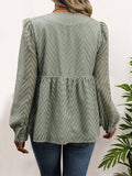 Solid Color Long Sleeve Jacquard Shirt