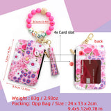 FLORAL PU WALLET WITH BEAD BRACELET CARD HOLDER_CWAB4955