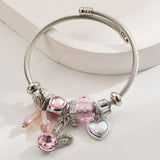 SILVER STAINLESS STEEL BRACELET WITH RABBIT HEART_CWMM8575