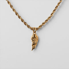 STAINLESS STEEL MENS WING PENDANT NECKLACE_CWMM5558