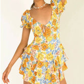 Stylish Slim Short Sleeved Lace-Up Front Dress