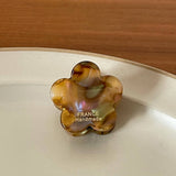 INK BROWN FLORAL MINI HAIR CLAW RETRO BANG CLIP_CWAHA3951