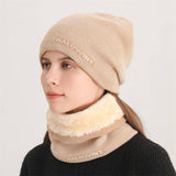 HERRINGBONE HOOD AND SCARF TWO PIECE SET_CWASC1043