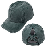 CROSS PONYTAIL BASEBALL CAP VISOR RETRO PEAKED CAP CWAH1220