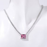 Womens Exquisite Stainless Steel Zircon Necklace_Cwmm3759