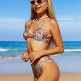Womens Printed Bikini Set Sexy Full Print Swimsu