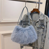 Winter Fashion All-Match Single Shoulder Plush Bag_Cwab3914