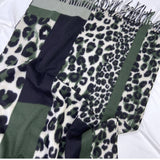 LEOPARD COLORBLOCK SCARF WARM TASSEL WINTER WRAP_CWASC1458