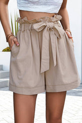 Women Wide Leg Lace Up Shorts_Cwbsp0177