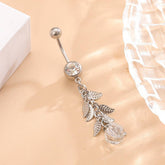 LEAF TASSEL CZ BELLY RING FOR NAVEL PIERCING_CWMM9249