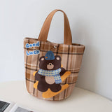 CARTOON PLAID LUNCH BAG FOR MOMS WORK_CWAB5599