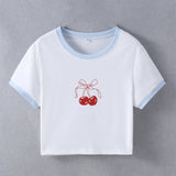 Y2K Sexy Slim Fit Short Sleeve Crop Top Tee