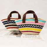 LARGE CAPACITY CONTRAST STRIPED WOVEN BAG_CWAB1973
