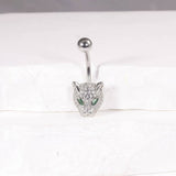 LEOPARD HEAD CZ BELLY RING BOLD PIERCING JEWELRY_CWMM9195