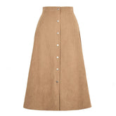 CORDUROY SKIRT SINGLE BREASTED HIGH WAISTLONGSKIRT_CWBSS0372