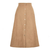 CORDUROY SKIRT SINGLE BREASTED HIGH WAISTLONGSKIRT_CWBSS0372