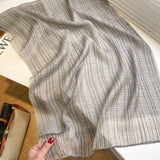 PLAID SHINE SILK SCARF LONG BLEND SPRING WRAP_CWASC0616