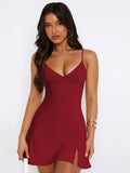 Solid-Color Spicy Girl Halter Knitted Dress