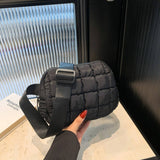 PLAID PUFFER WAIST BAG CROSSBODY CHEST PACK_CUAB00496