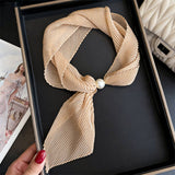 Ivory Crinkle Pearl Magnetic Silk Scarf_Cwasc03937