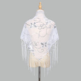 HOLLOW LACE TASSEL BUTTERFLY TRIANGLE SCARF SHAWL_CWMM2000