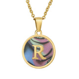 CIRCULAR SHELL ENGLISH LETTER PENDANT NECKLACE_CWAJE0675