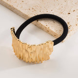 GEOMETRIC OVAL METAL STRIPE ELASTIC HAIR TIE_CWAHA6216
