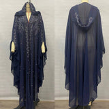 AFRICAN BEADED LONG ROBE MUSLIM CAPE HOODED DRESS_CWMM6138