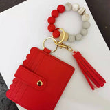 LEATHER CARD BAG TASSEL KEYCHAIN BRACELET_CWAJE0657