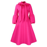 LANTERN SLEEVE HIGH WAIST BOW OVERSIZED DRESS_CWDMD3664