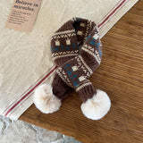 CUTE DOUBLE BALL WARM CHILDRENS KNITTED SCARF_CWASC2104