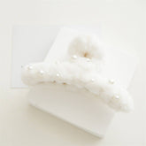 Pearl Fuzzy Hair Claw Clips For Fall,Winter_Cwaha0376