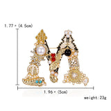 Cwaje2565_Letter Pearl Rhinestone Oil Painting Brooch