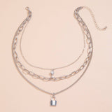 MINIMALIST LOCK KEY PENDANT NECKLACE_CWAJE1174