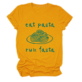 Trendy Womens Short Sleeve Tee Eat Pasta Run