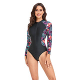 MULTICOLOR PRINTED ONE PIECE ZIP UP SWIMSUIT_CWMW0296