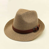 DANDY BELT SUMMER STRAW FEDORA HAT_CWAH0450