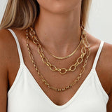 LAYERED SNAKEBONE HOOP TITANIUM NECKLACE_CWMM3675