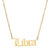STAINLESS STEEL ZODIAC PENDANT CLAVICLE NECKLACE_CWMM2719
