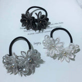 CUTE DAISY PEARL HAIR TIE HANDMADE BRAIDED_CWAHA6880