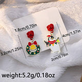 CHRISTMAS ELK BELL BOW ASYMMETRICAL EARRINGS_CWAJE1831