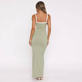 Solid-Color Sleeveless Halter Dress Covers Hips