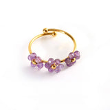 Triple Flower Open Ring In Natural Stone Steel_Cwmm8932