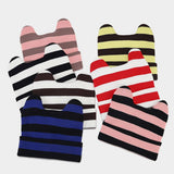 ARTISTIC RETRO STRIPED COW EAR KNITTED HAT_CWAH2127