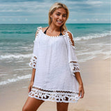 LOOSE FIT LACE TRIM BEACH DRESS FOR VACATION_CWMM6140