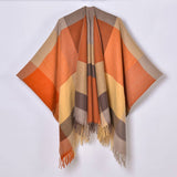 SIMPLE TASSEL MULTI COLOR LARGE PLAID SHAWL_CWASC0942