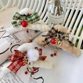 Christmas Fuzzy Hair Clip Bow Hair Claw Clip_Cwasc1594